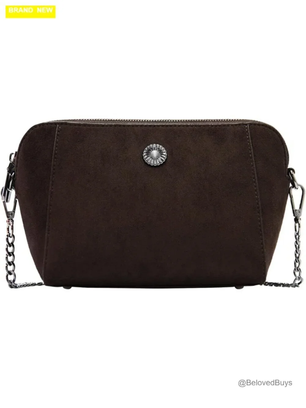 Faux Suede Crossbody Bag with Adjustable Strap